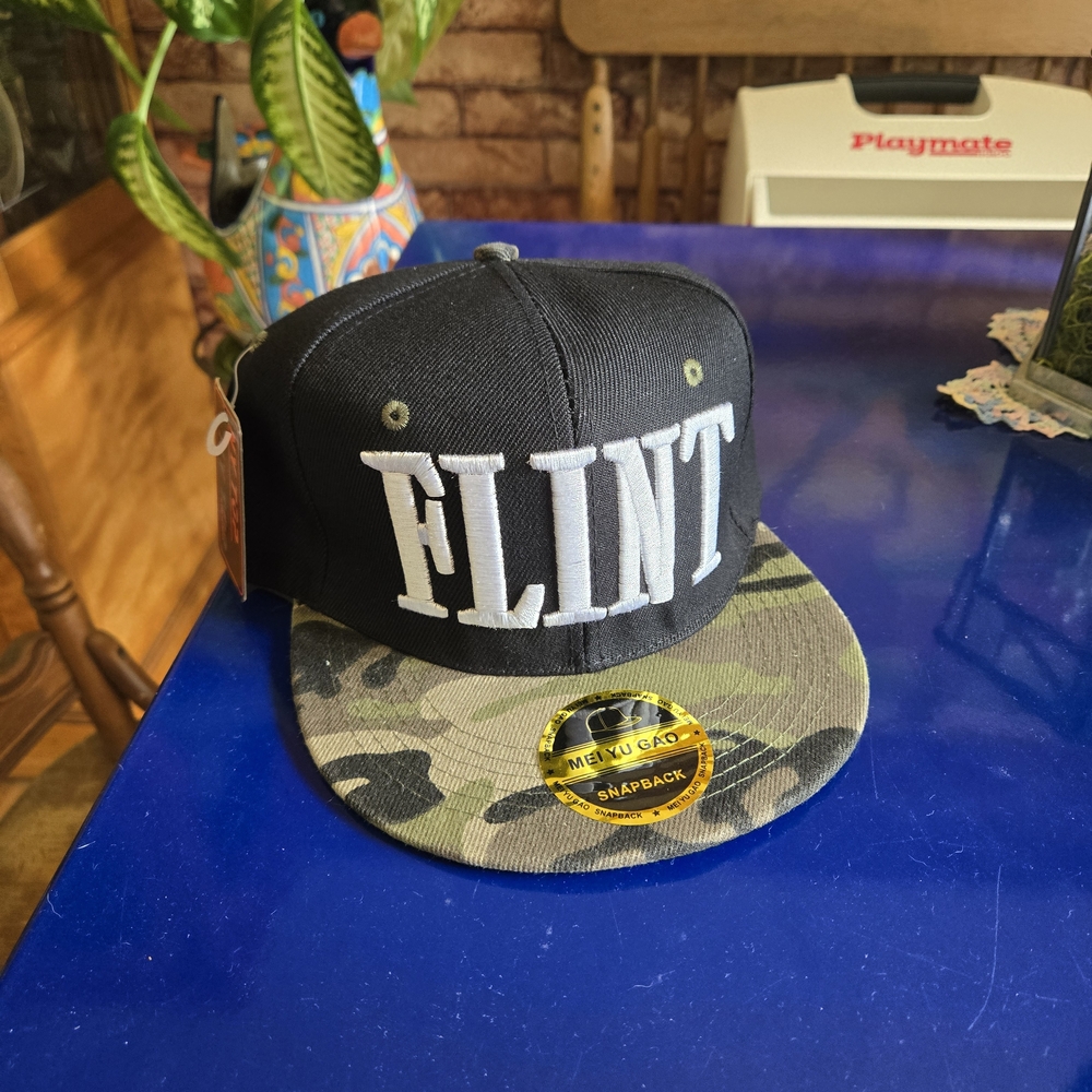 Flint Kids Black and Camo Snapback Hat
